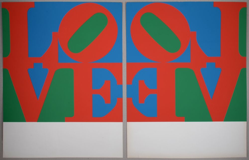 Sérigraphie Indiana - Diptych, from LOVE Wall (LOVE Frieze), 1967 - Hand-signed