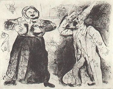 Eau-Forte Chagall - DISPUTE DE PLIOCHKINE ET DE MAVRA