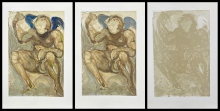 Gravure Sur Bois Dali - Divine Comedy Purgatory Canto 15 Decomposition (3 Pieces)