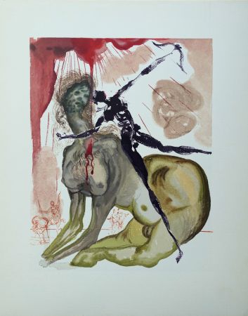 Gravure Sur Bois Dali - Divine Comédie, Enfer 12, Le minotaure