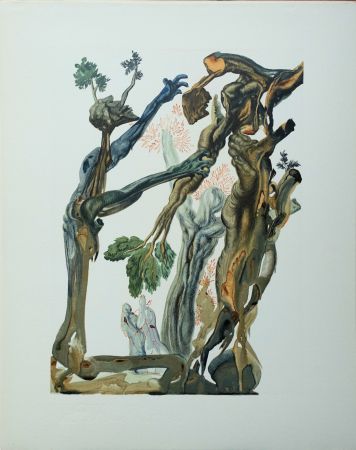 Gravure Sur Bois Dali - Divine Comédie, Enfer 13, La forêt des suicidés
