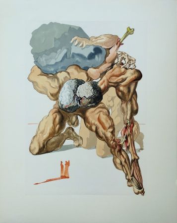 Gravure Sur Bois Dali - Divine Comédie, Enfer 7, Les avares et les prodigues