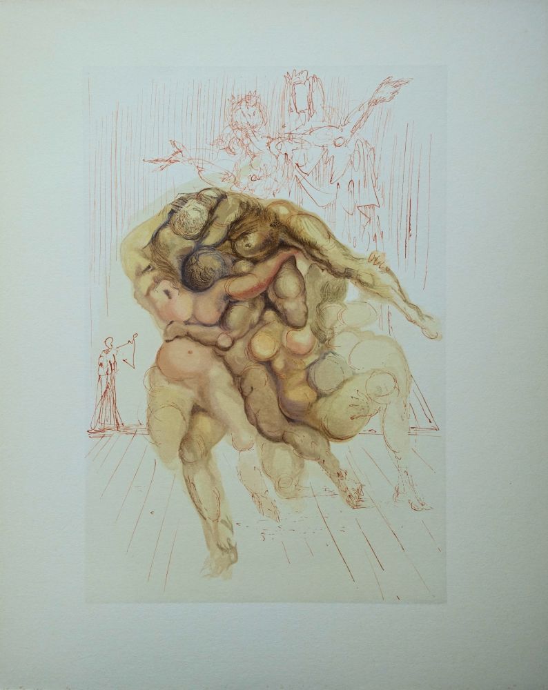 Gravure Sur Bois Dali - Divine Comédie, Enfer 8, Les coléreux