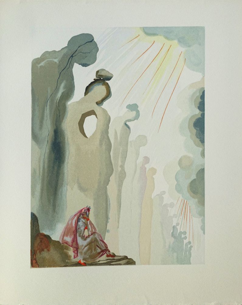 Gravure Sur Bois Dali - Divine Comédie, Purgatoire 13, La seconde corniche