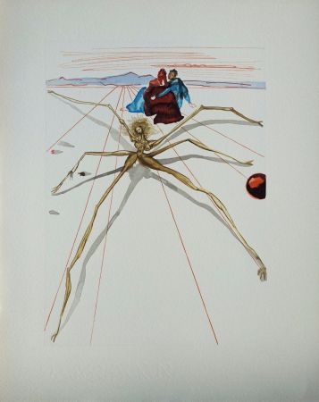 Gravure Sur Bois Dali - Divine Comédie, Purgatoire 17, Quittant la corniche de la colère