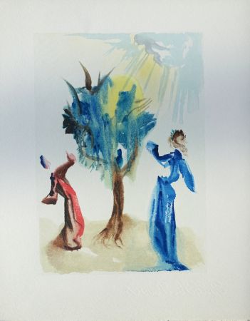 Gravure Sur Bois Dali - Divine Comédie, Purgatoire 24, L'arbre du châtiment