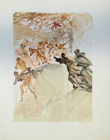 Gravure Sur Bois Dali - Divine Comédie, Purgatoire 25, La luxure