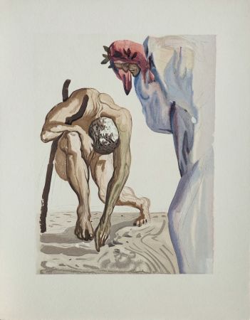 Gravure Sur Bois Dali - Divine Comédie, Purgatoire 7, Les princes de la vallée fleurie