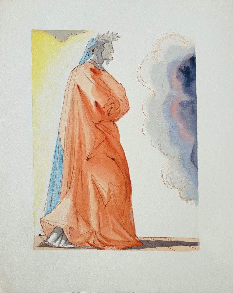 Gravure Sur Bois Dali - Divine Comédie, Paradis 1, Dante à l'entrée du paradis