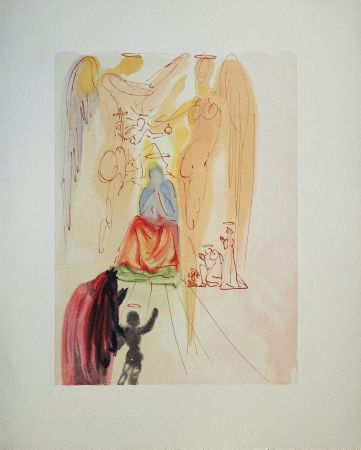 Gravure Sur Bois Dali - Divine Comédie, Paradis 23, Le triomphe du Christ et de la Vierge