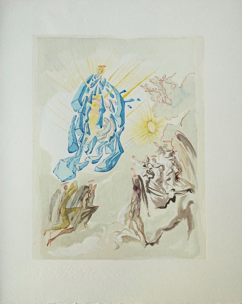 Gravure Sur Bois Dali - Divine Comédie, Paradis 26, Dante recouvre la vue