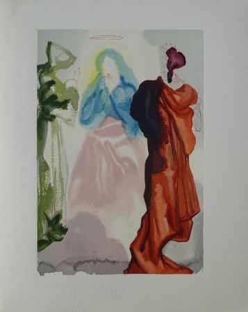 Gravure Sur Bois Dali - Divine Comédie, Paradis 33, La prière de Saint Bernard