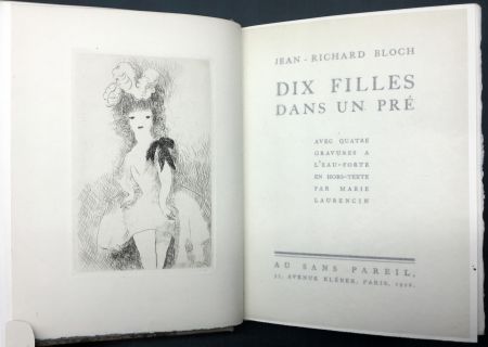 Livre Illustré Laurencin - DIX FILLES DANS UN PRÉ avec quatre gravures à l'eau-forte en hors-texte par Marie Laurencin (Ex. avec suite)