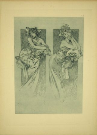 Lithographie Mucha - Document Décoratif  Planche N°12