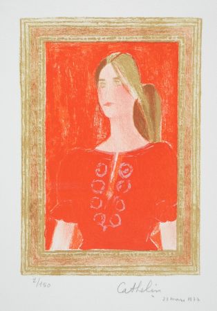 Lithographie Cathelin - Dominique à la blouse Hongroise - Dominique in a Hungarian blouse