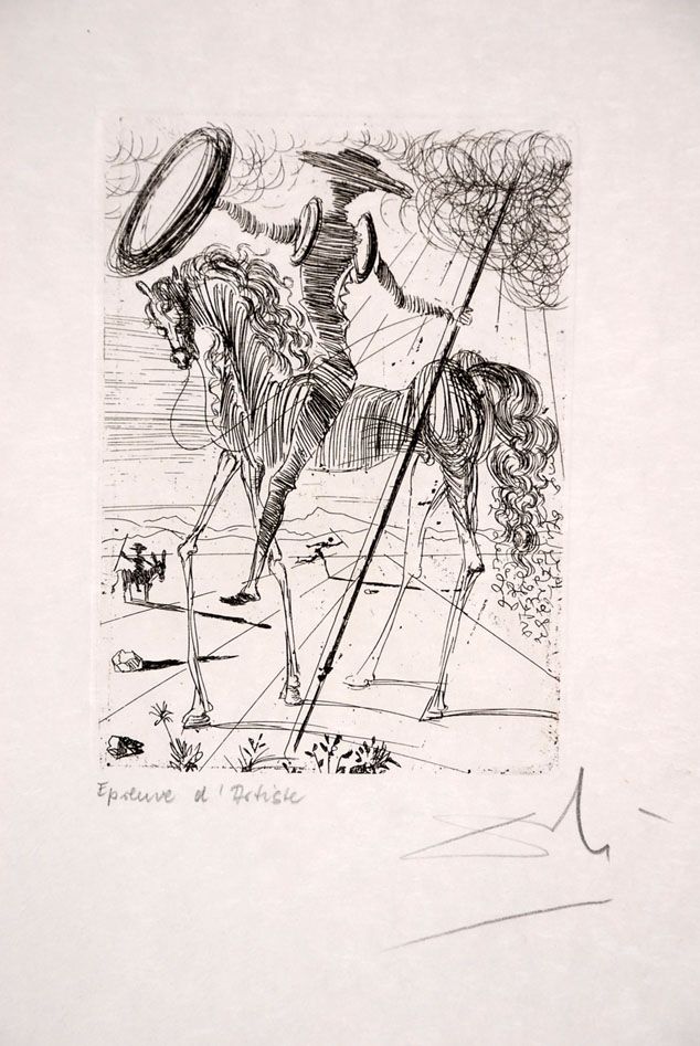 Eau-Forte Dali - Don Quichotte - Don Quixote (suite Cinq Portraits espagnols - Five Spanish Immortals)