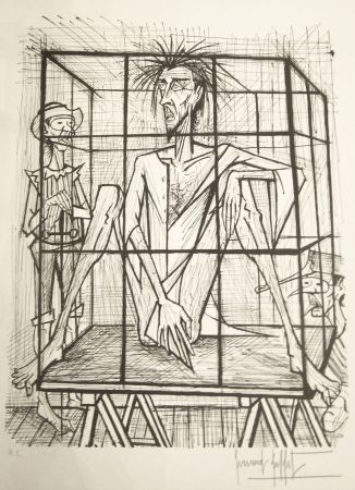 Lithographie Buffet - Don Quichotte en cage