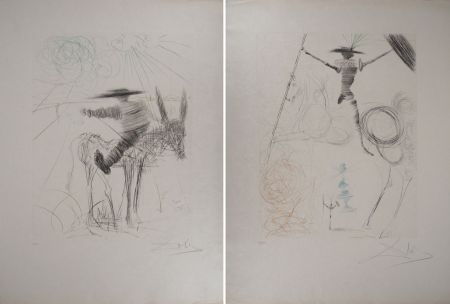 Gravure Dali - Don Quichotte et Sancho Panza (2 gravures)