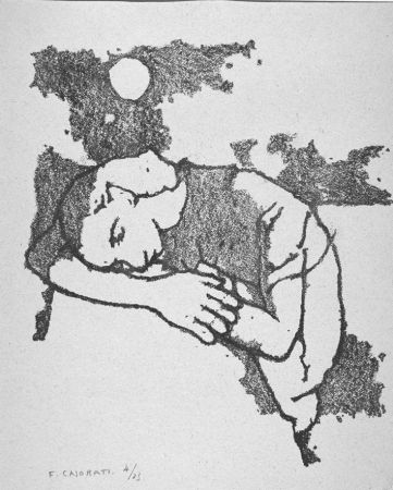 Lithographie Casorati - Donna dormiente