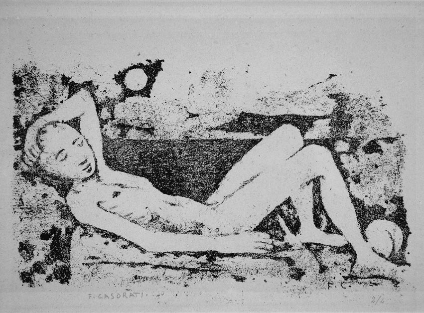 Lithographie Casorati - Donna Sdraiata