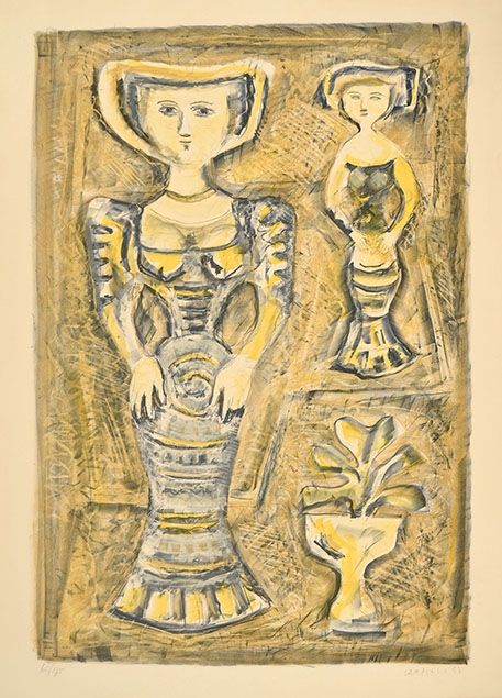 Lithographie Campigli - DONNE - FIORI, 1957