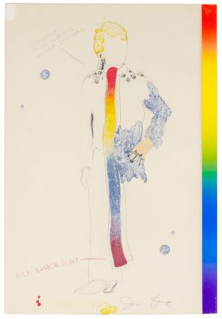 Lithographie Dine - Dorian Gray with Rainbow Scarf