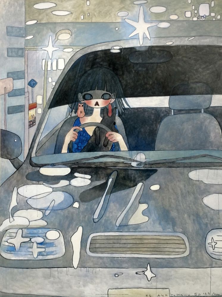 Lithographie Takano - DRIVE WITH A NIGHT DOG