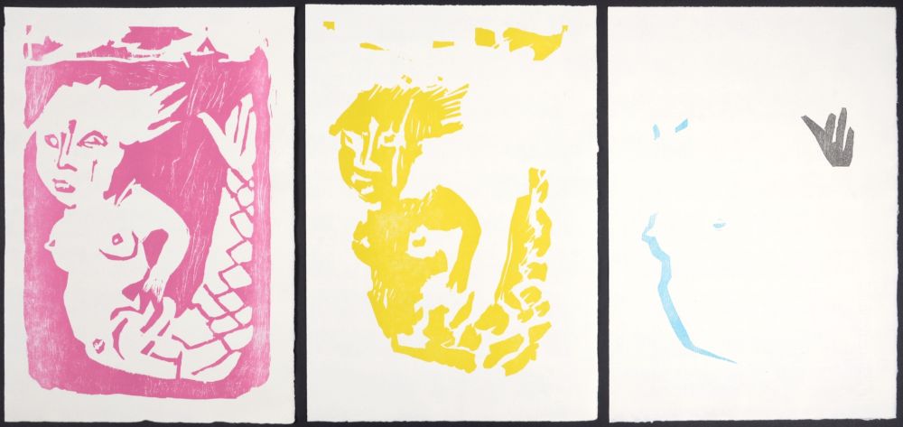 Gravure Sur Bois Lorjou - Décomposition des couleurs d'une gravure, 1965