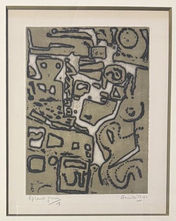 Eau-Forte Corneille - Eau-forte en couleurs Signes dans la Pierre, 1953-1960 Atelier Stanley William HAYTER