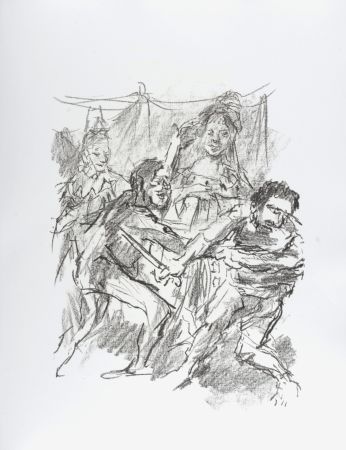 Lithographie Kokoschka - Edgar and Edmund fight , 1963