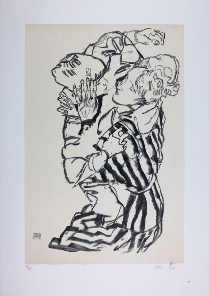 Lithographie Schiele - EDITH SCHIELE and nephew / EDITH SCHIELE und Neffe / EDITH SCHIELE & son neveu - 1915