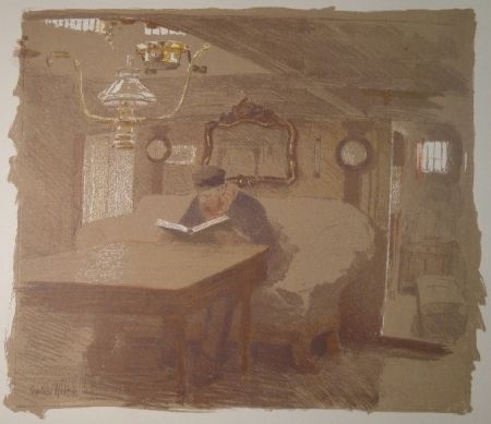 Lithographie Grethe - Einfahrt