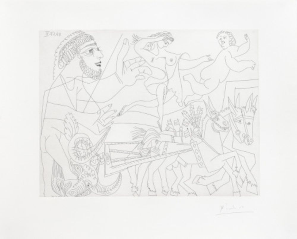 Gravure Picasso - El Arrastre, avec Écuyère et Putto, from La Série 347