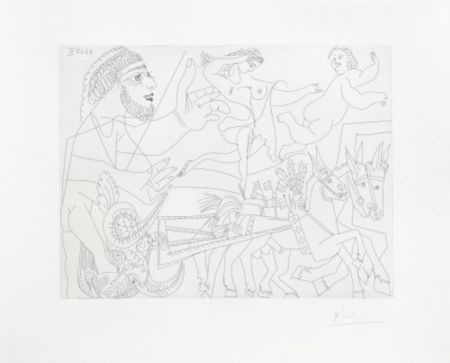 Gravure Picasso - El Arrastre, avec Écuyère et Putto, from La Série 347