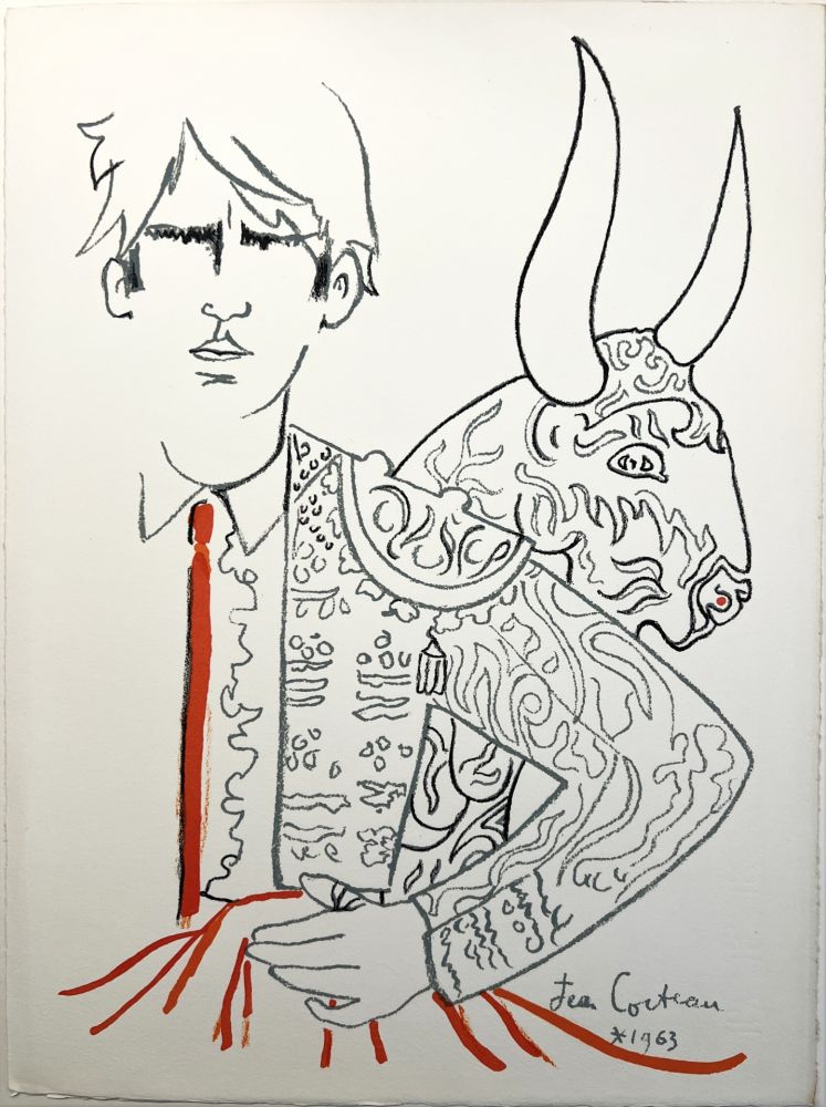 Lithographie Cocteau - EL CORDOBES (Magnan : Taureaux. 1963/1965)