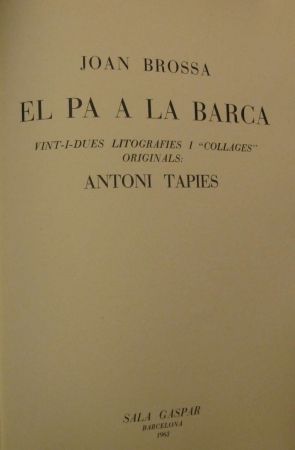 Livre Illustré Tàpies - El Pa à la Barca