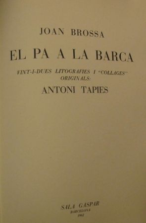 Livre Illustré Tàpies - El Pa à la Barca