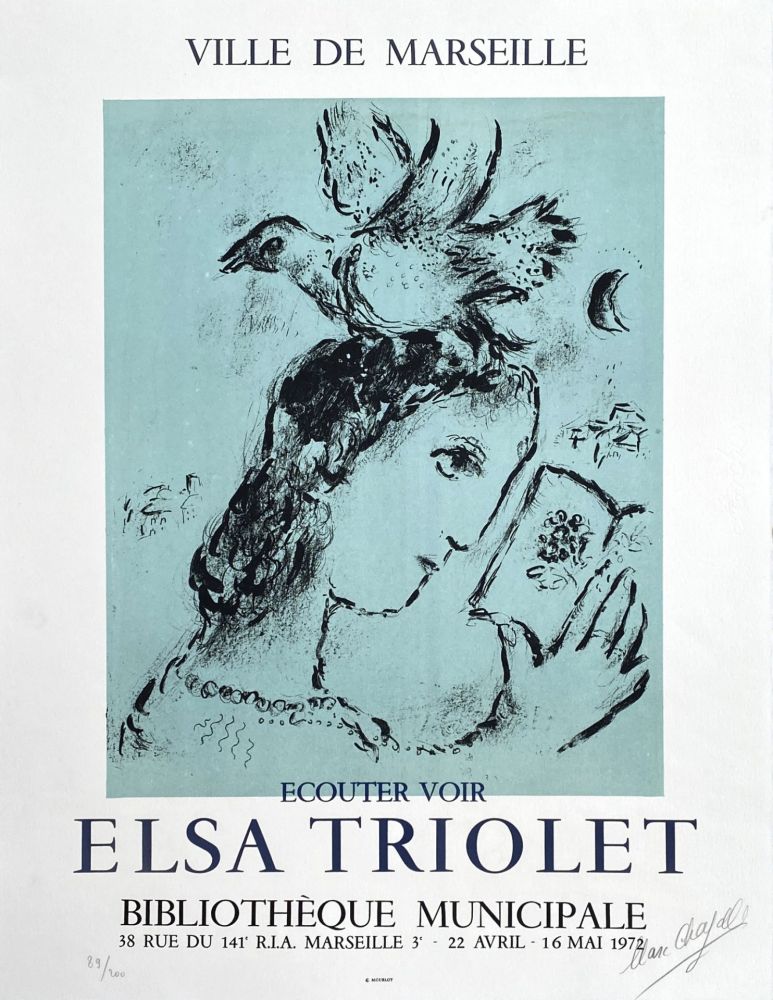 Lithographie Chagall - Elsa Triolet - Ecouter Voir