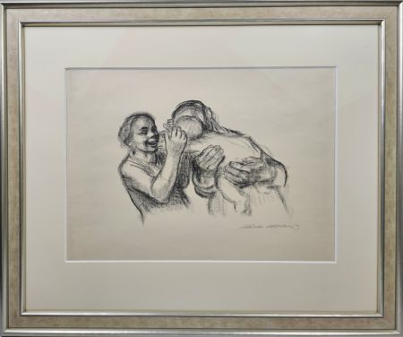 Lithographie Kollwitz - Eltern mit Kind (Mutterglück)