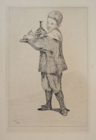 Gravure Manet - Enfant portant un plateau