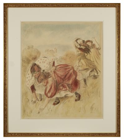 Lithographie Renoir - Enfants jouant à la balle- circa 1900