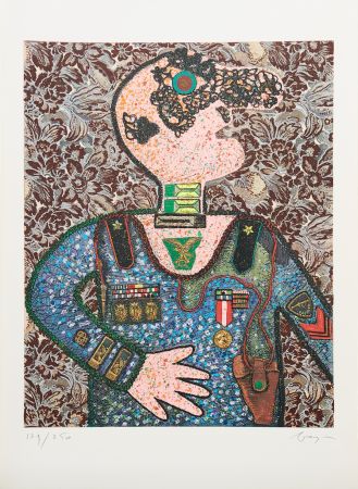 Gravure Baj - Enrico baj (1924–2003) - Il Generale Bazooka - Mixed media - 1973