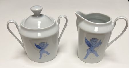 Céramique Corneille - Ensemble sucrier + Pot à lait L'Ange d'après Rubens, Porcelaine de Limoges, 2002