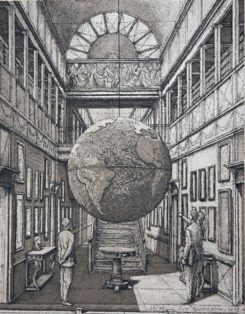 Eau-Forte Et Aquatinte Desmazières - Entrance Hall with a Globe