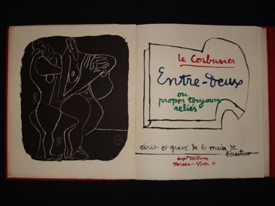Lithographie Le Corbusier - Entre-deux ou propos toujours réliés, écrit et gravé de la main de l'auteur.