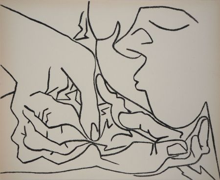 Lithographie Gilot - Entre ses mains tendres