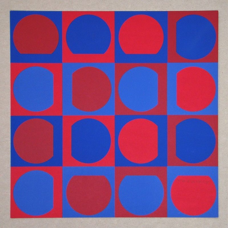 Sérigraphie Vasarely - Eridan Rouge