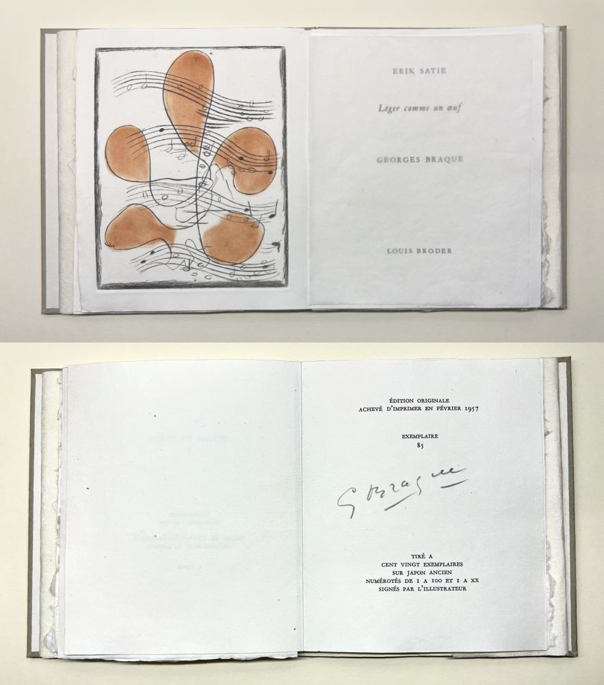 Livre Illustré Braque - Erik satie : LÉGER COMME UN ŒUF. Une gravure originale en couleurs (1957)