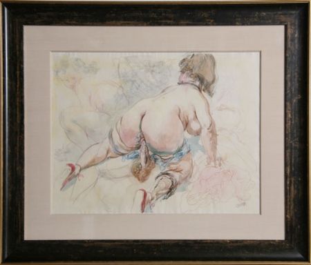 Lithographie Grosz - Erotic Drawing