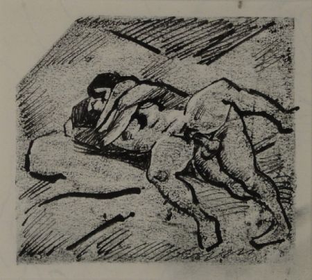 Monotype Schürch - (Erotische Szene liegend)